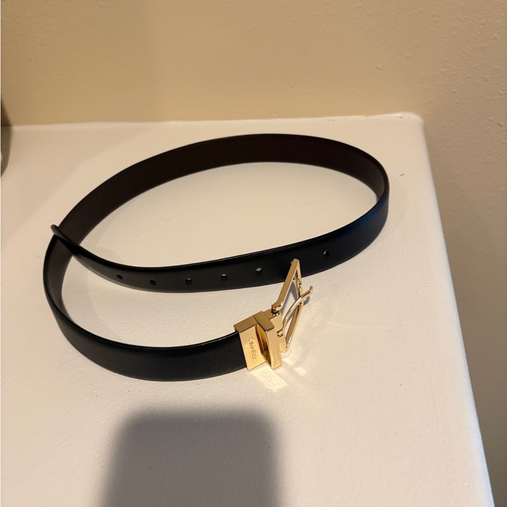 Calvin Klein Black Belt with Gold Buckle